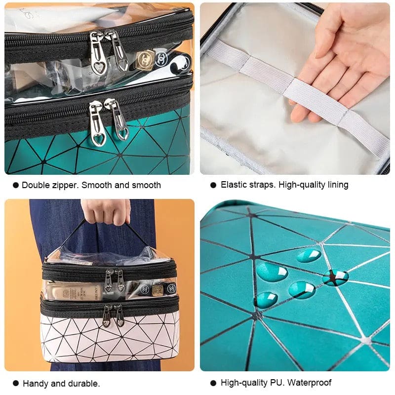 Dual Transparent Cosmetic Bag, Women Make Up Case, Big Capacity Travel Makeup Organizer, Toiletry Beauty Storage, Portable Women Makeup Bag, Travel Carrying Bag, Cosmetic Storage Bag, Dual Zipper Wash Beauty Pouch Dual Transparent Cosmetic Bag, Women Make Up Case, Big Capacity Travel Makeup Organizer, Toiletry Beauty Storage, Portable Women Makeup Bag, Travel Carrying Bag, Cosmetic Storage Bag, Dual Zipper Wash Beauty Pouch